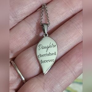 Daughter necklace stainless steel cherished forever pendant 20" excellent condit